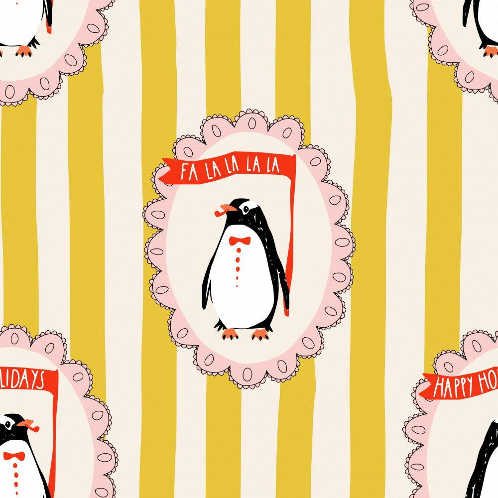 Framed festive penguins portrait Merry Christmas pattern
