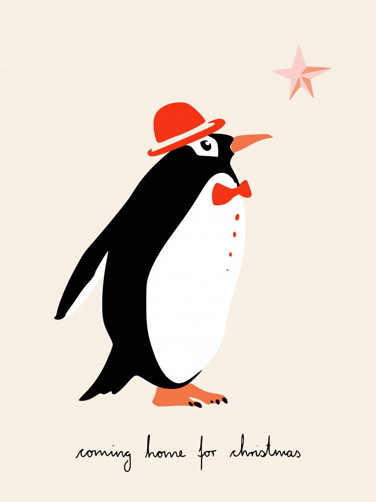Heimkehr zu Weihnachten Festlicher Pinguin