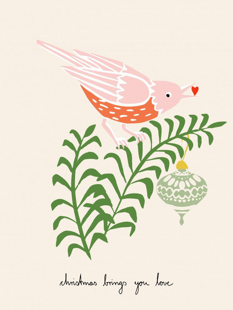 Weihnachten bringt dir Liebe Vogel