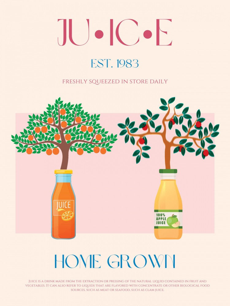 Orange and Apple Trees with Juice Bottles