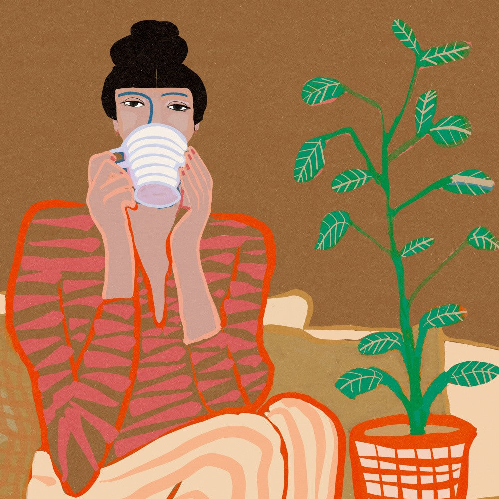 Kaffee zuerst Dame entspannt