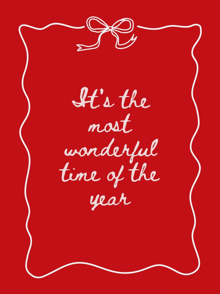 Most Wonderful Time of The Year - White on Red