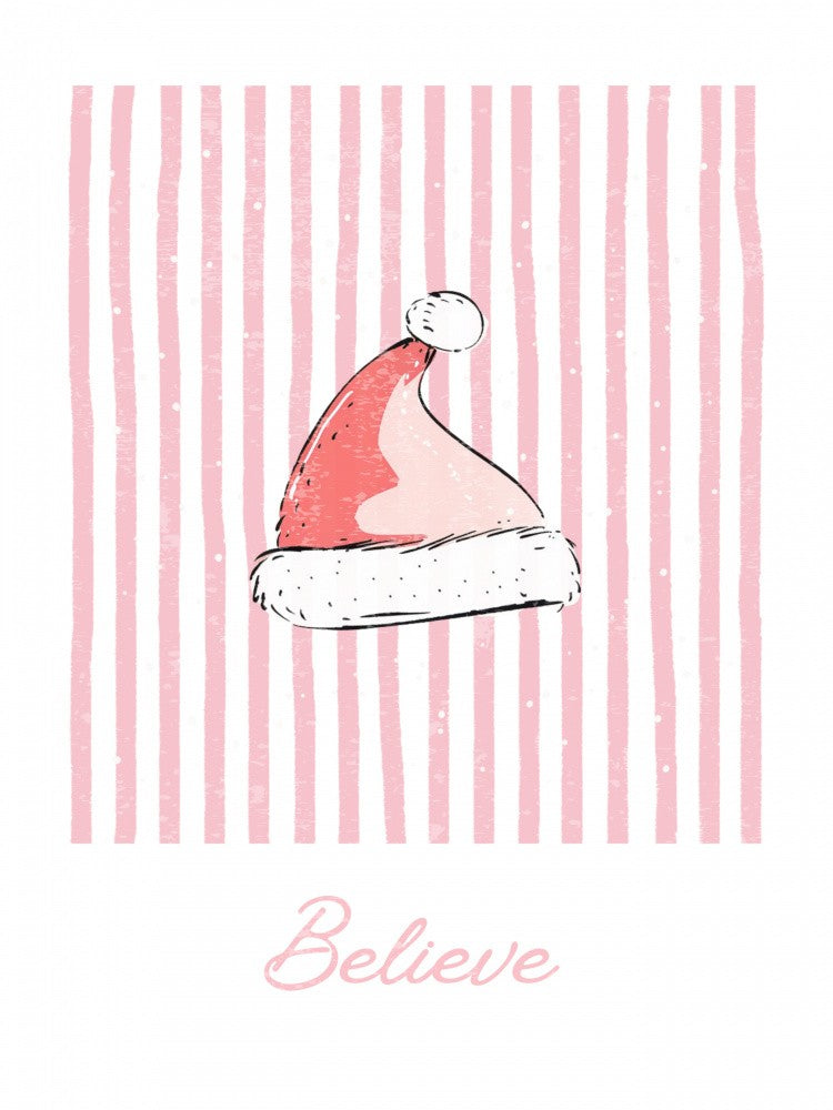 Santa Hat Believe - Pink Stripes