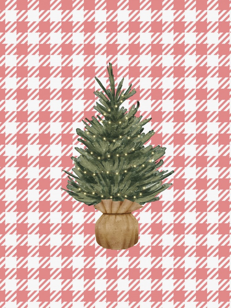 Sapin de Noël Sur Carreaux Rouges des Fêtes