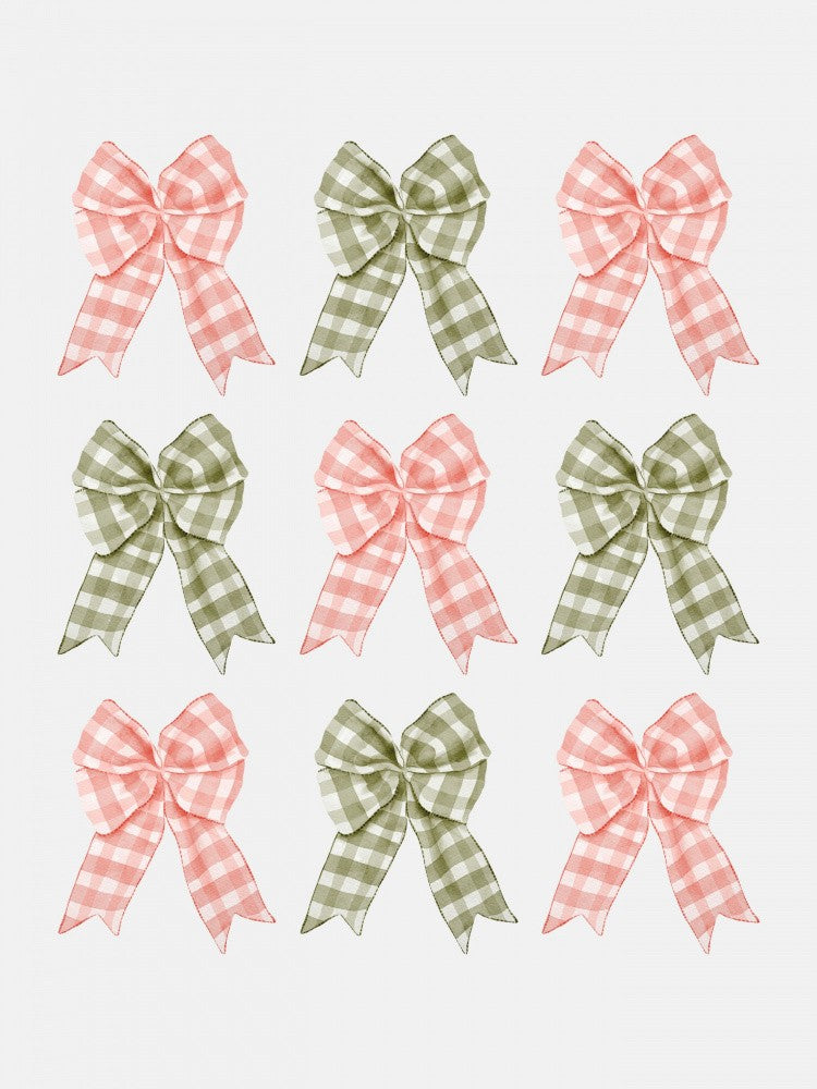 Nine Festive Bows - Green and Pink