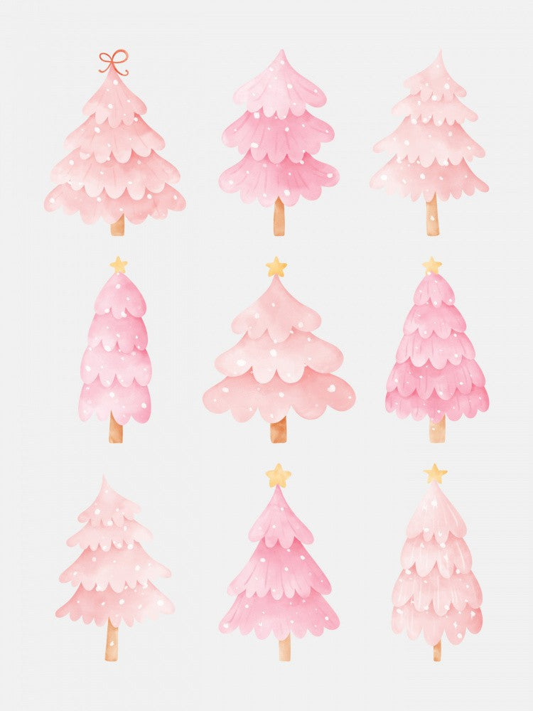 Neuf Sapins de Noël Roses