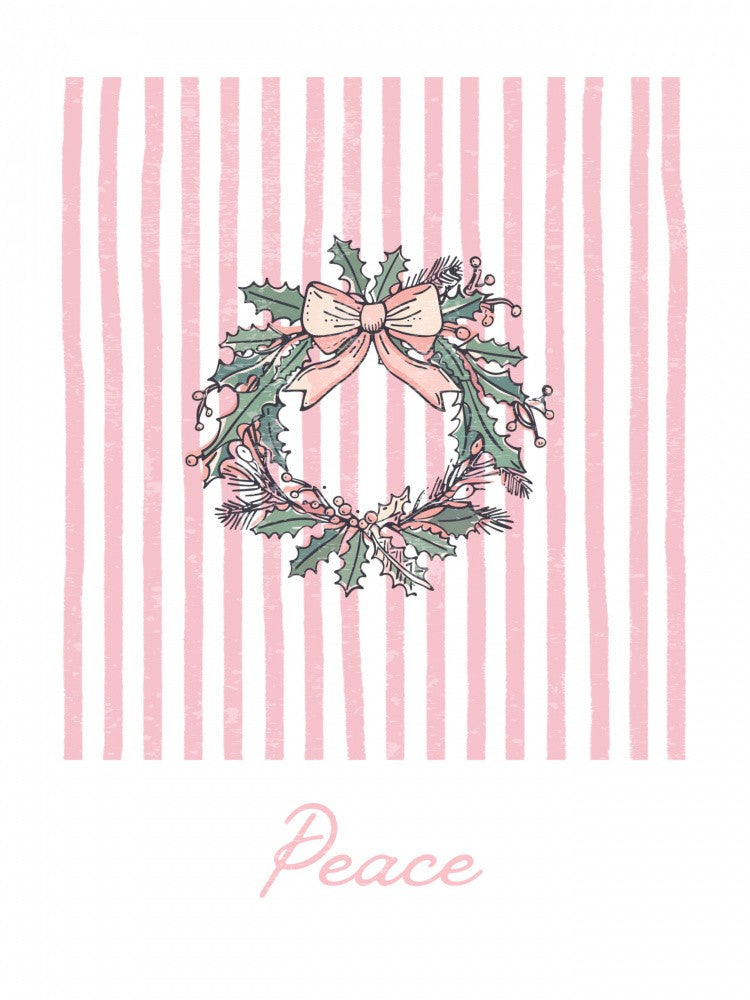 Christmas Wreath Peace - Pink Stripes