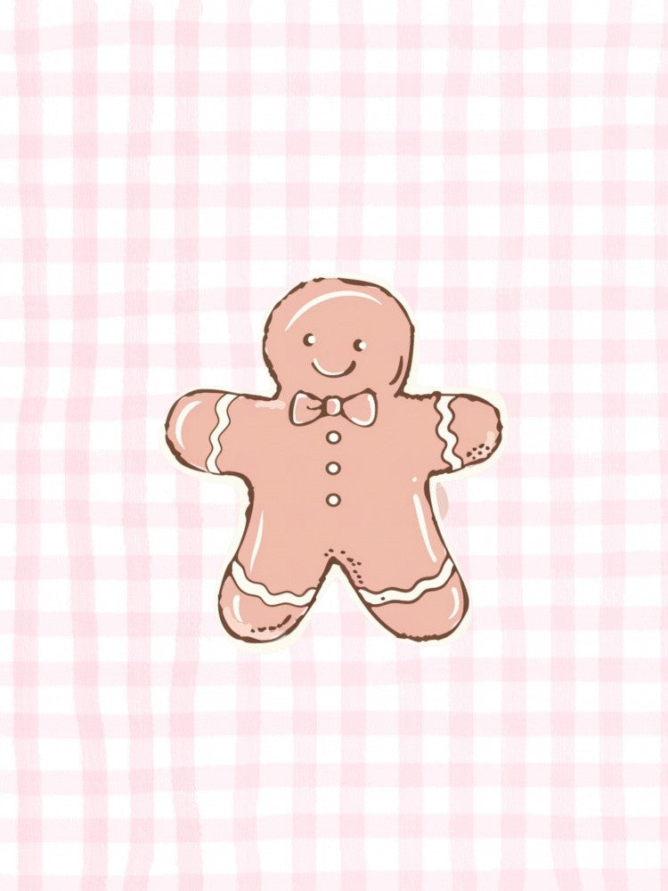 Retro Gingerbread Man - Pink Gingham