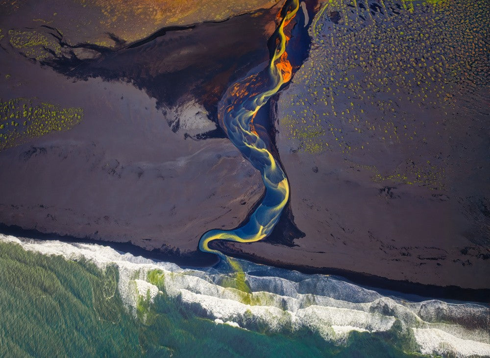 River Flowing To Ocean