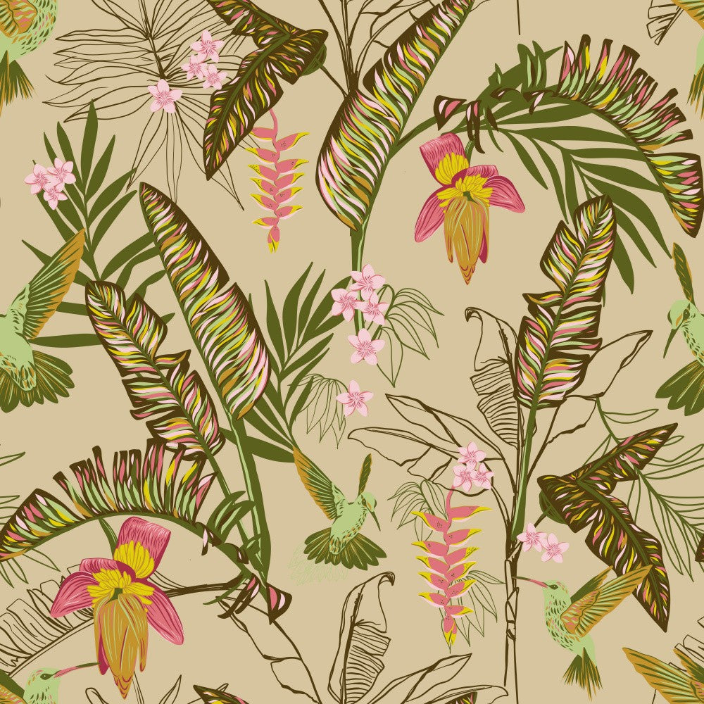 Banana Leaves and Hummingbirds Sand