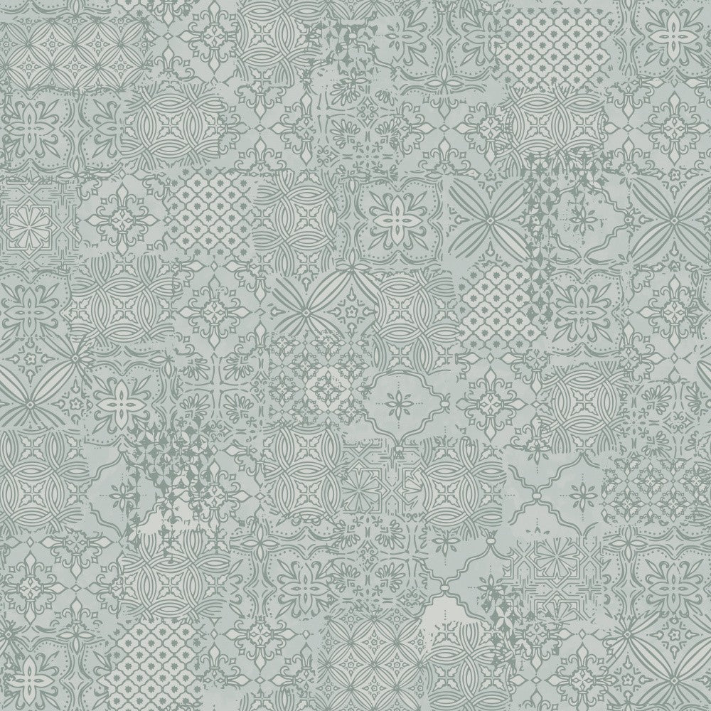 Vintage Tile Pattern Clash Sage Green
