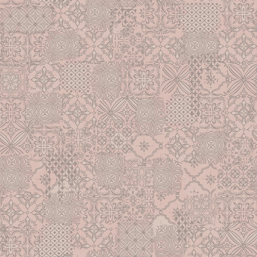 Vintage Tile Pattern Clash Soft Pink
