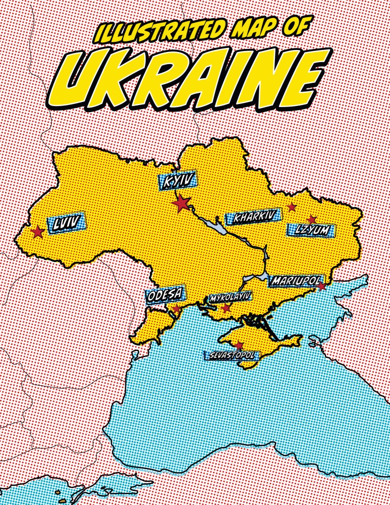 Ukraine Pop Art Karte
