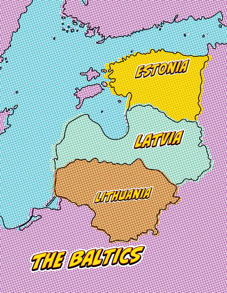 The Baltics Pop Art Map