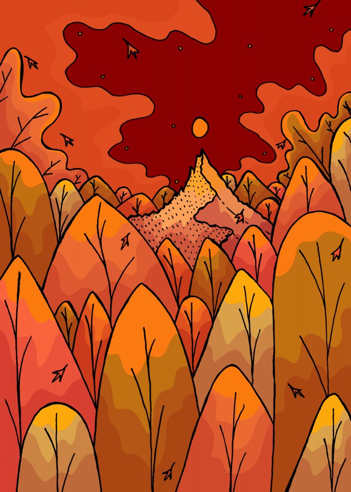 Mountain in the leaves
