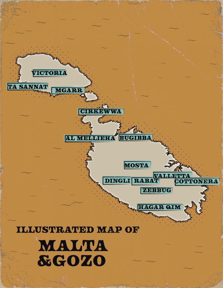 Illustrated Map Of Malta & Gozo