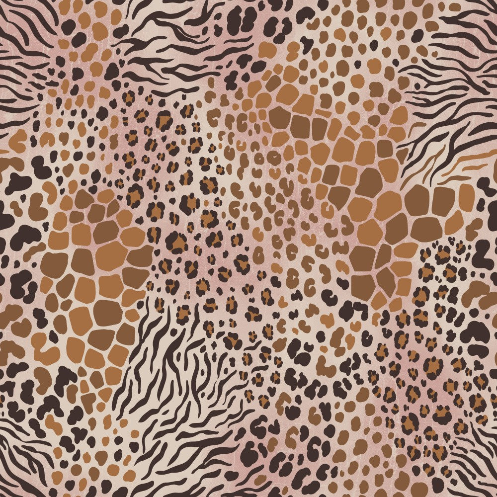 Animal Pattern Mix Leather Brown