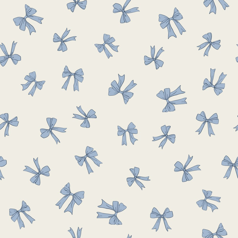 Preppy Bow Off White Blue