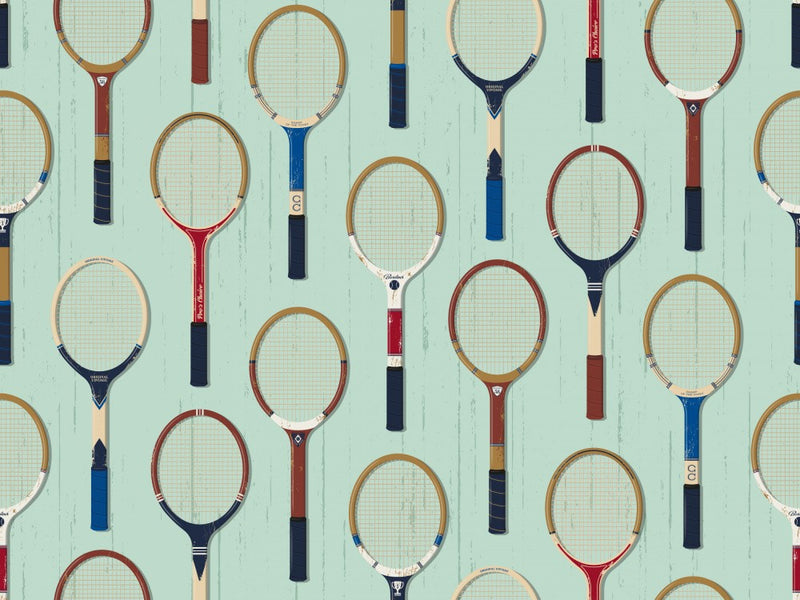 Vintage Tennis Rackets Mint Green