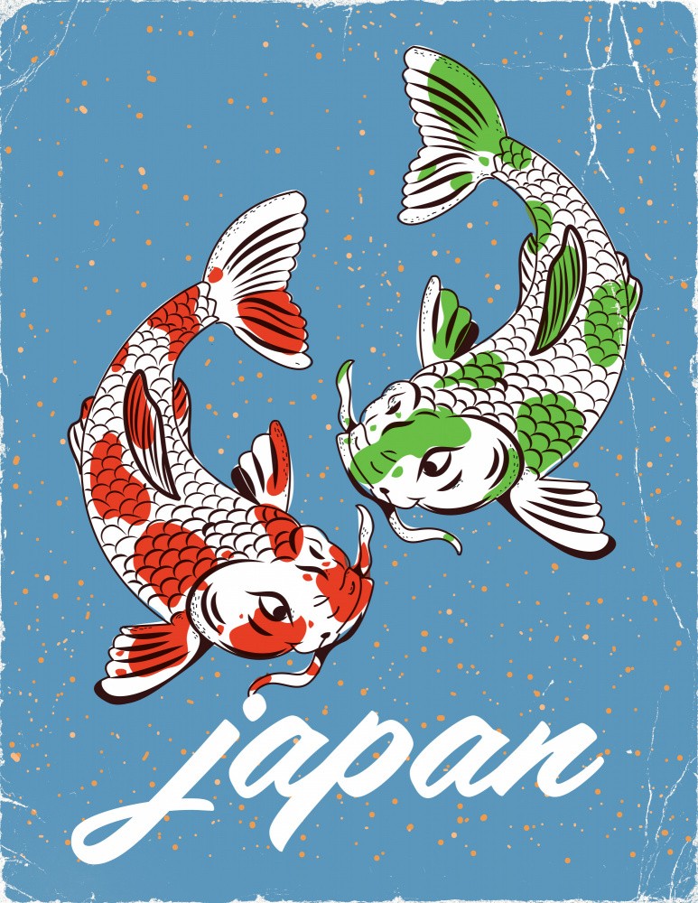 Japan Travel Poster Koi