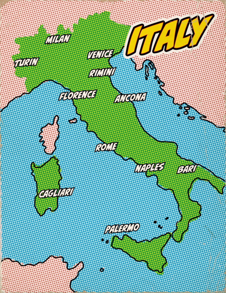 Italy Vintage Pop Art Map
