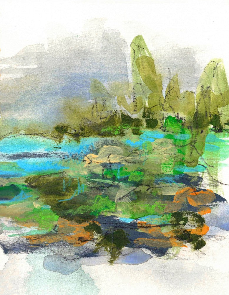 Abstract Pond Landscape Green