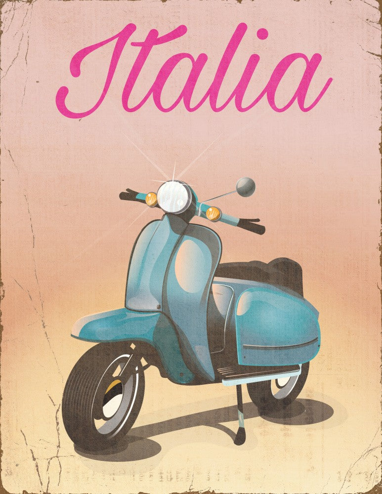 Italy Scooter Travel Poster
