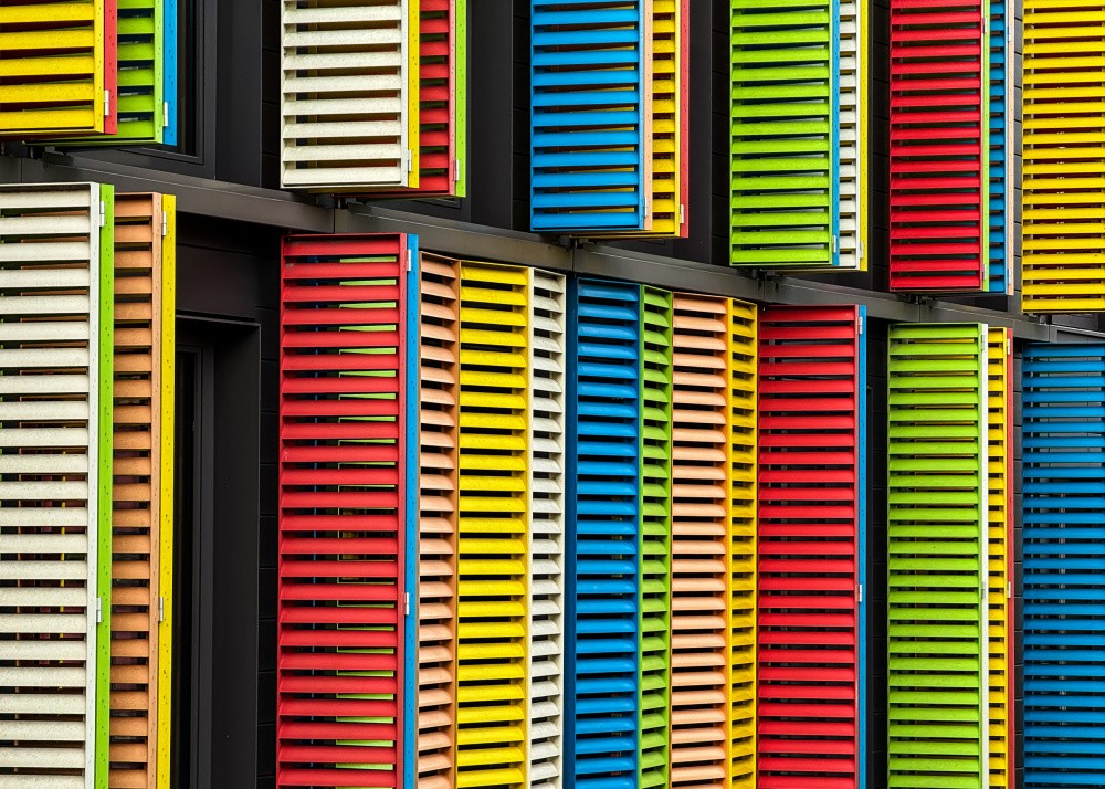 Black and Grey behind Colored Shutters