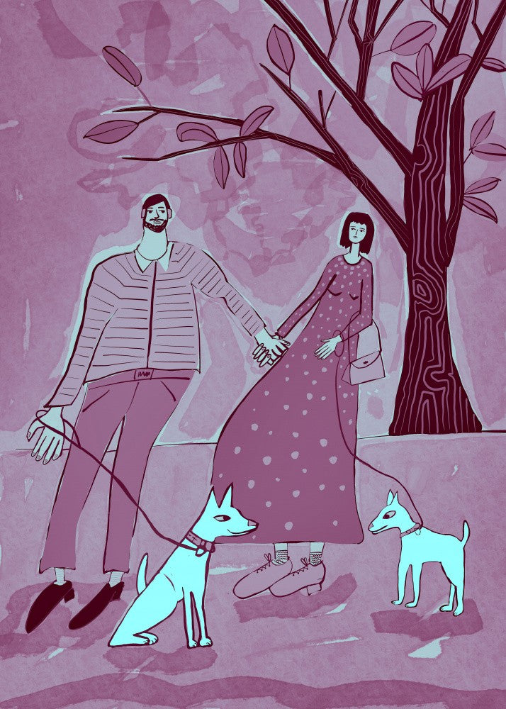 Die Hunde ausführen in Pink