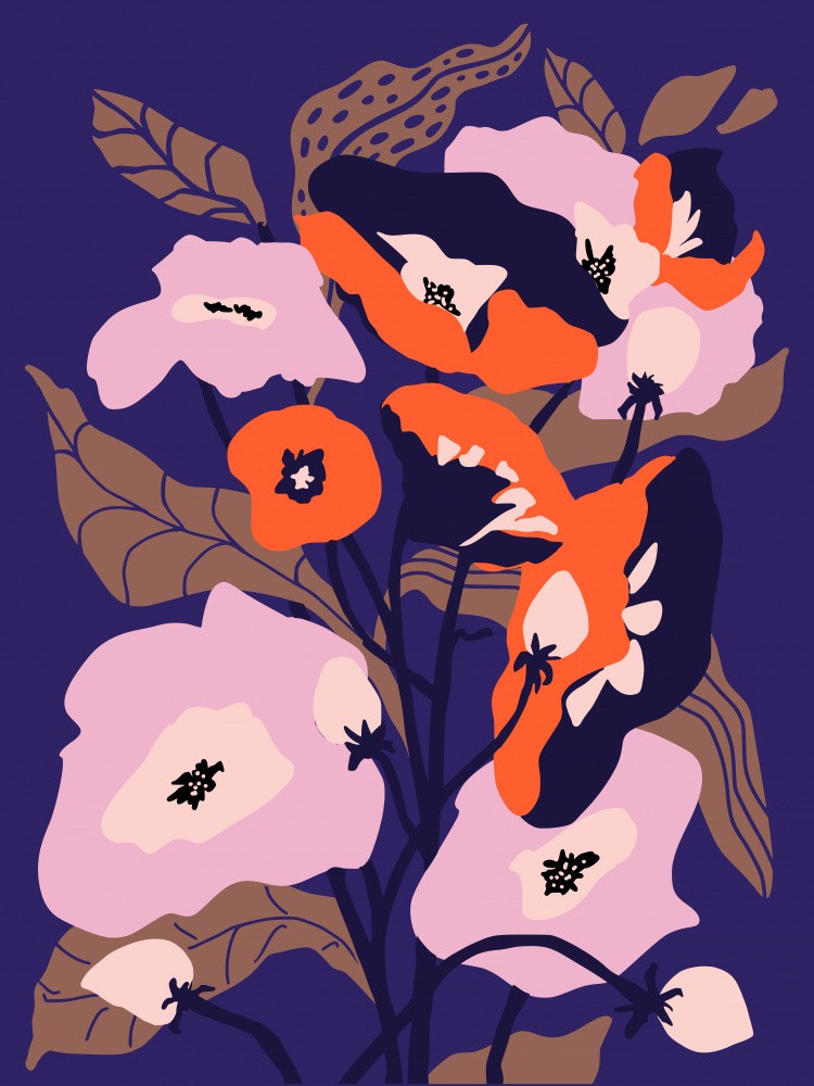 Sunset orange Floral still life
