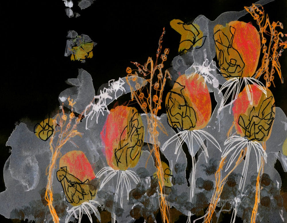 Spiders Floral Dark Background
