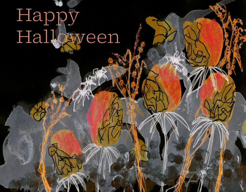Spiders Floral Dark Background Happy Halloween