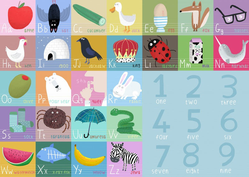 Cute Colorful Alphabet and Counting Illustration