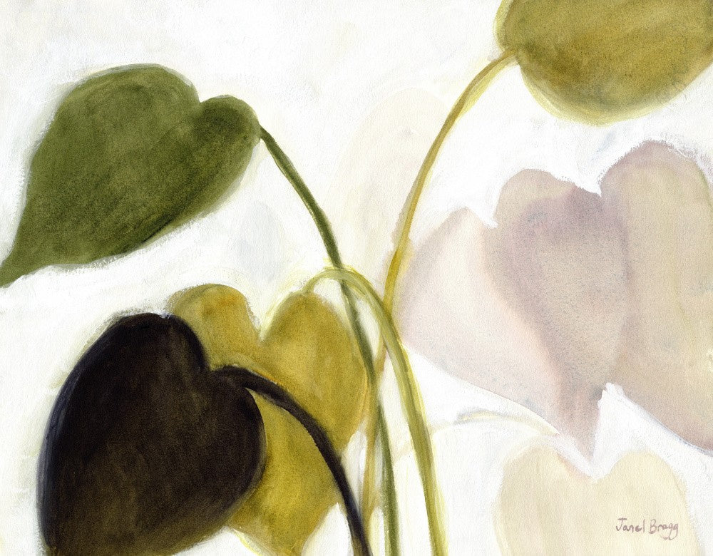 Botanical With Philodendron In Rosy Greens