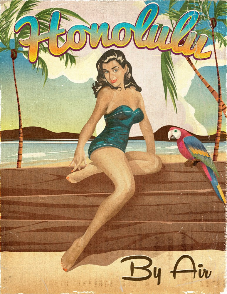 Honolulu Vintage Travel Poster