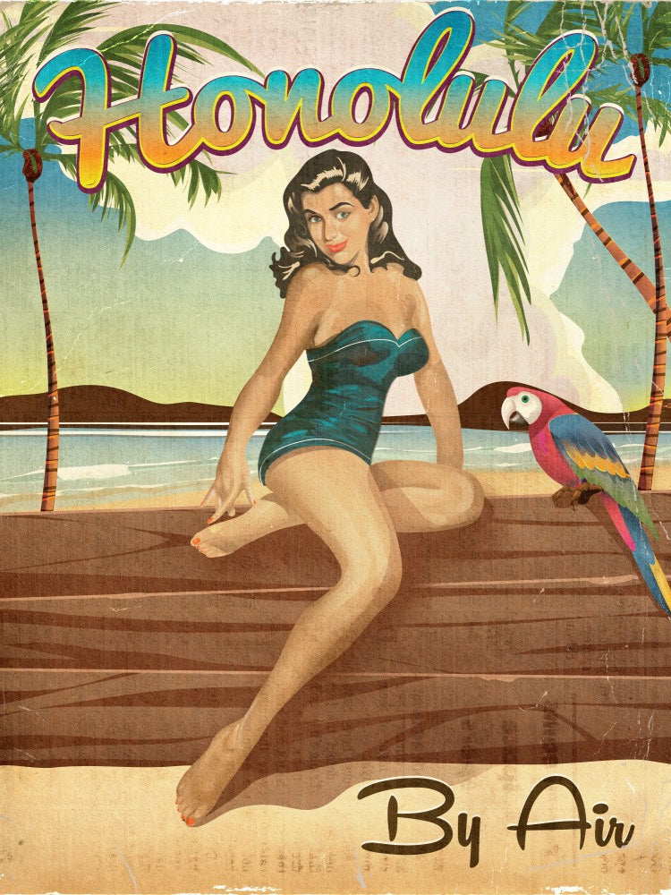 Honolulu Vintage Travel Poster