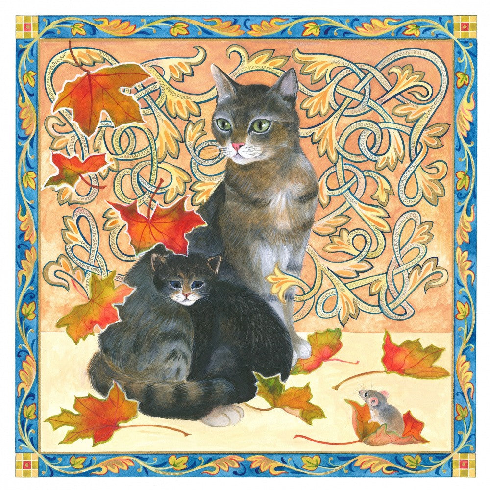 Herbstkatze und Kätzchen