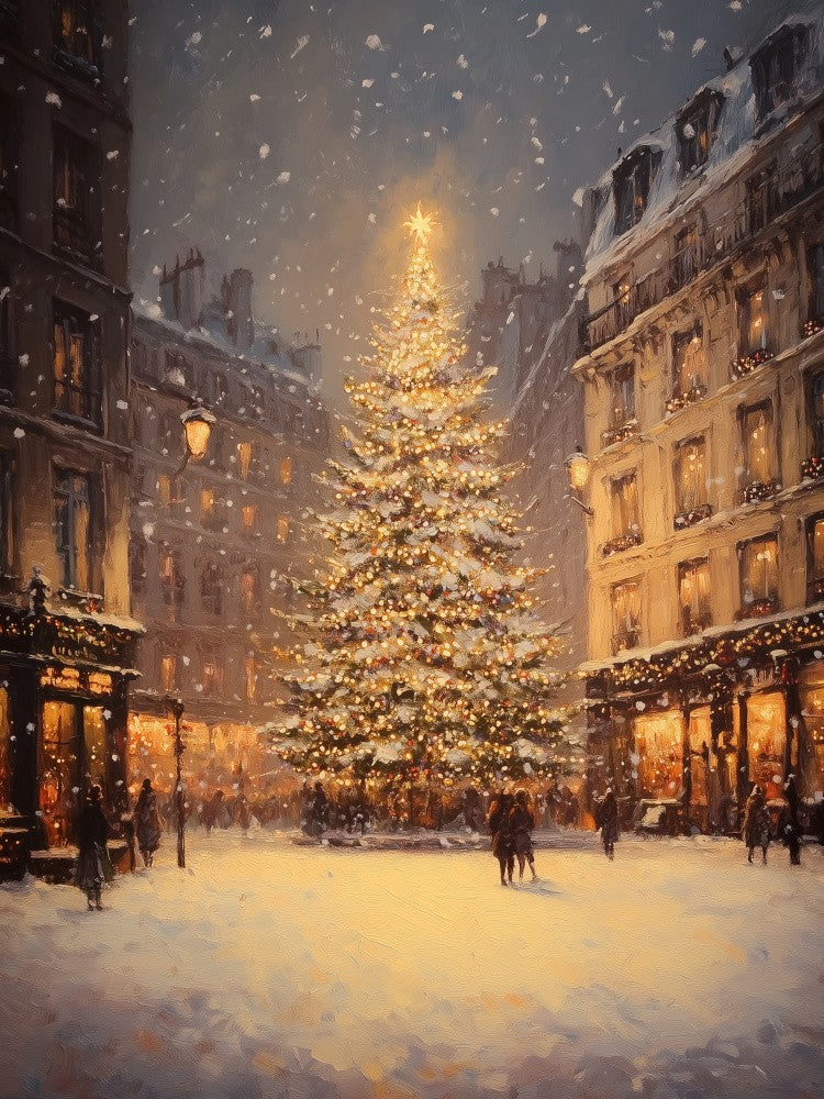 Weihnachtsbaum Schneewind In Der Stadt