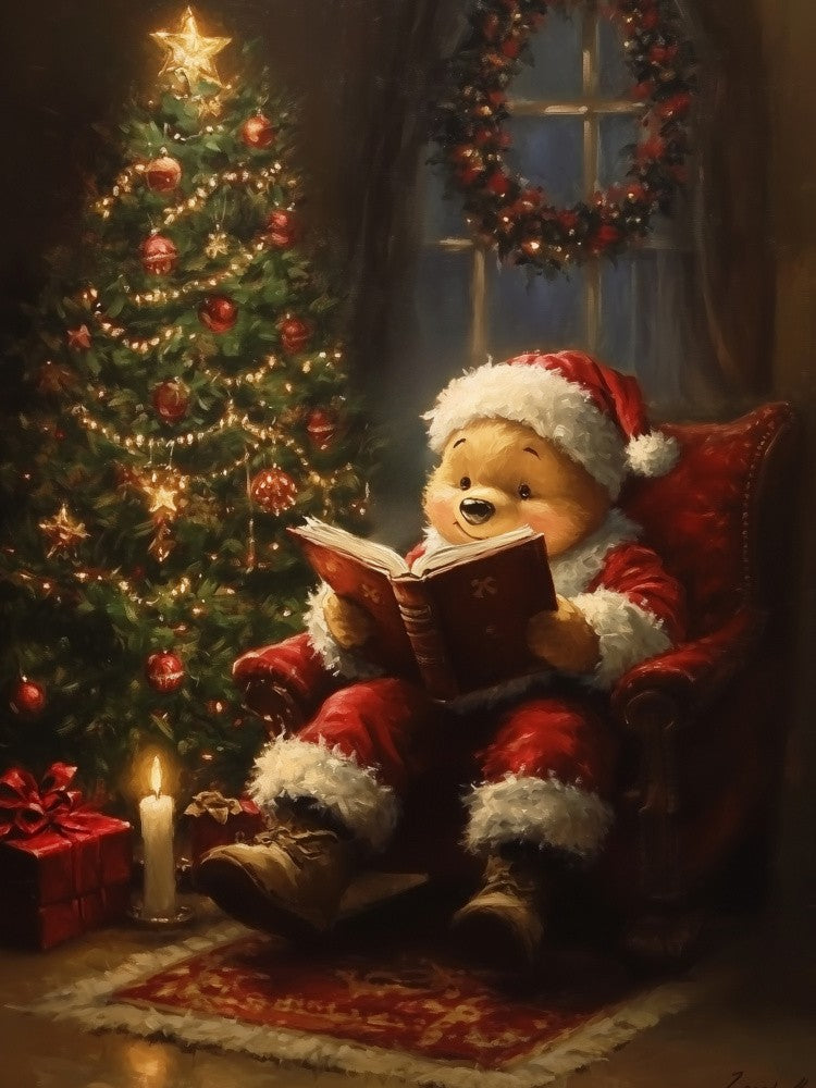 Santa Bear Reading a Book