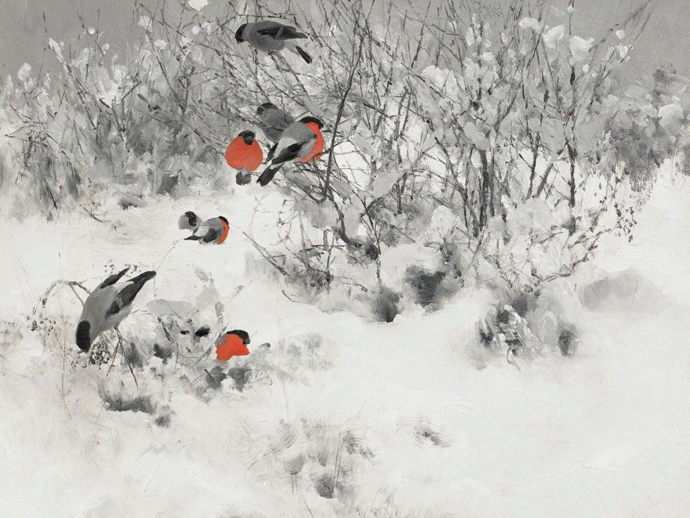 Bruno Liljefors - Winter Landscape With Bullfinches 1891