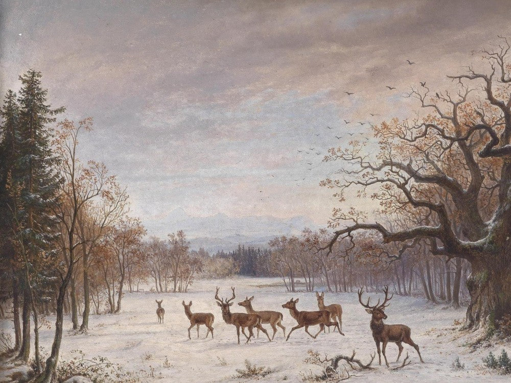 Ernst Gustav Doerell - Rothirsche Im Winter 1875