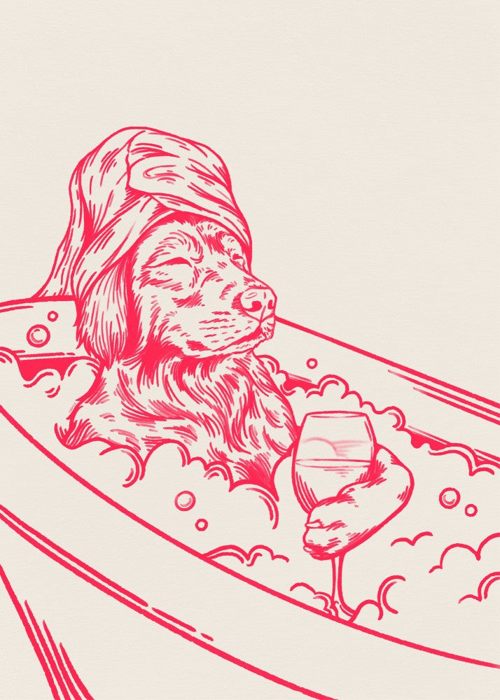 Bath Wine Dog in Pink