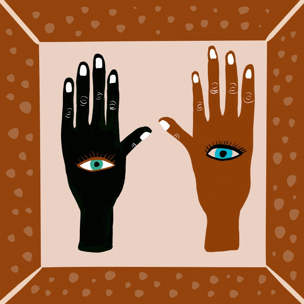 Talking hands with eyes.