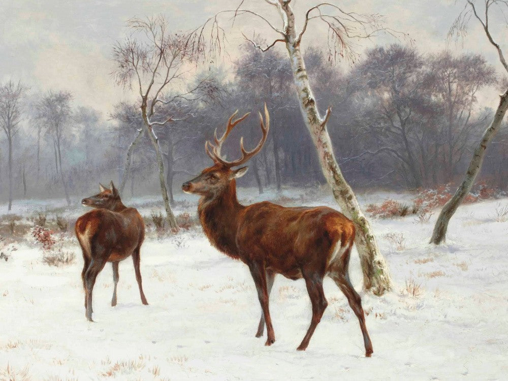 Rosa Bonheur - Cerf Et Biche Dans Un Paysage Enneige