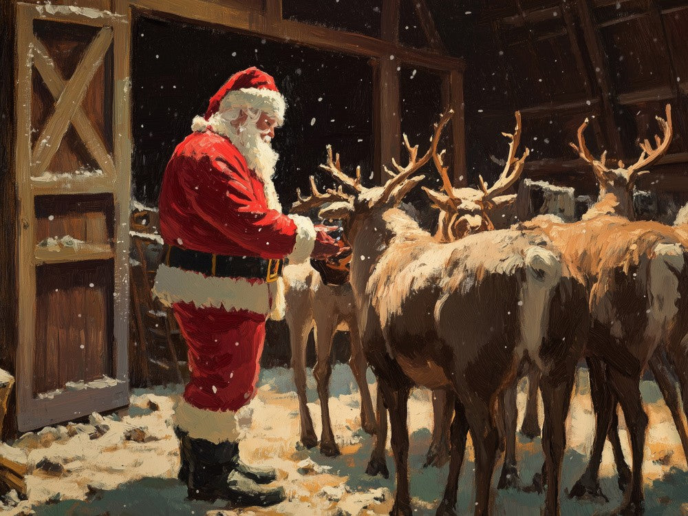 Santa Feeds His Deer