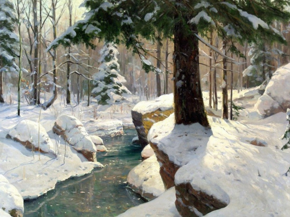 Walter Moras - Verschneiter Bachlauf