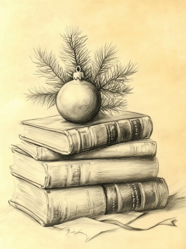 Books With Ornament Sketch