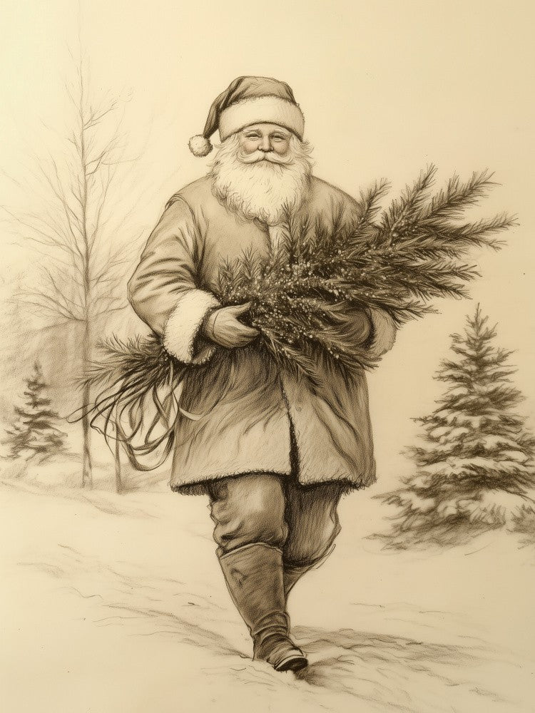 Père Noël Avec Arbre