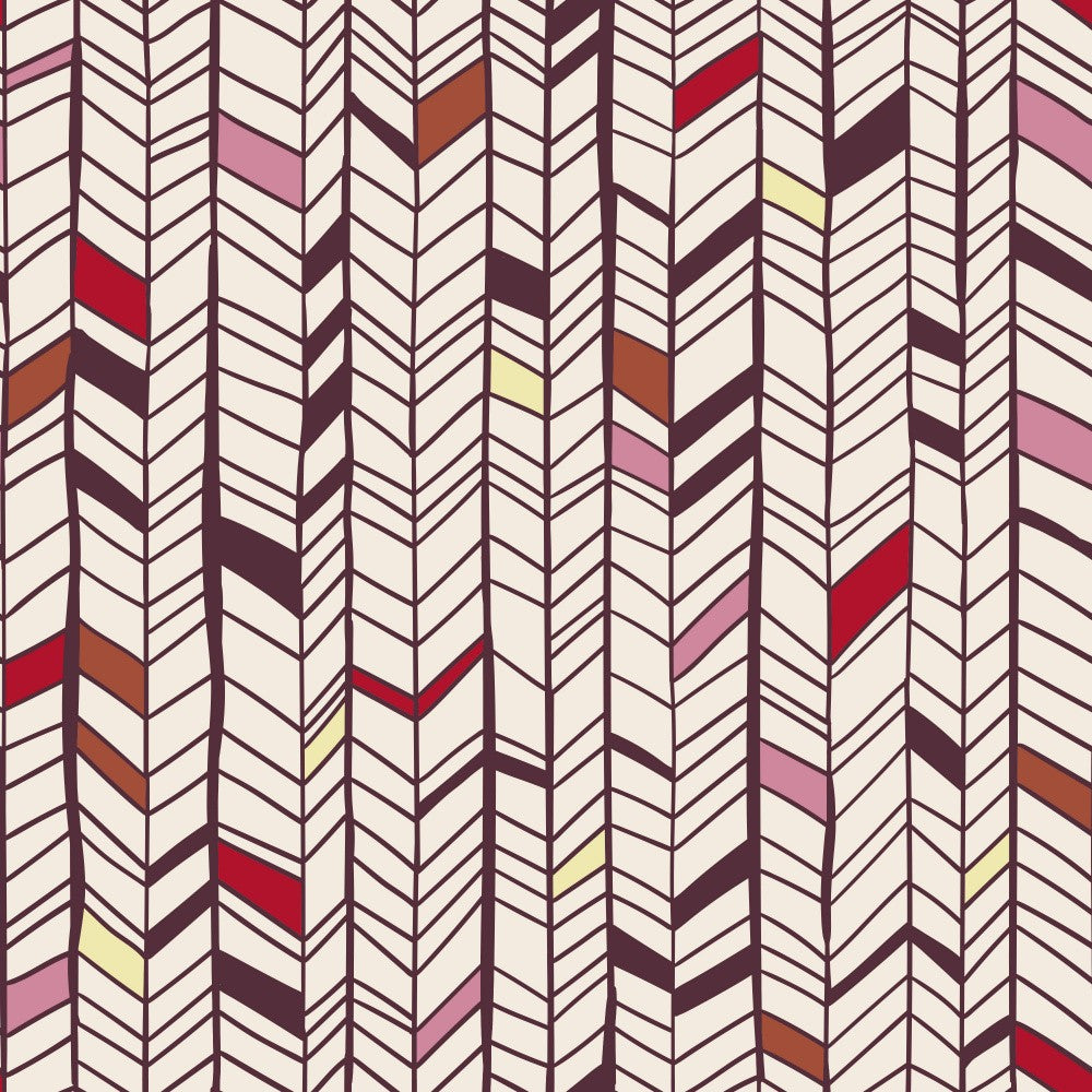 Hand Drawn Herringbone Green Mustard