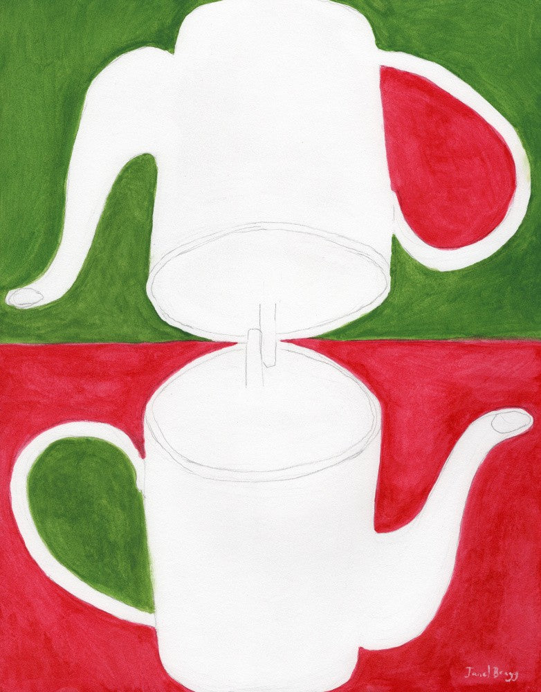 Teekanne Yin Yang in Rosa und Grün